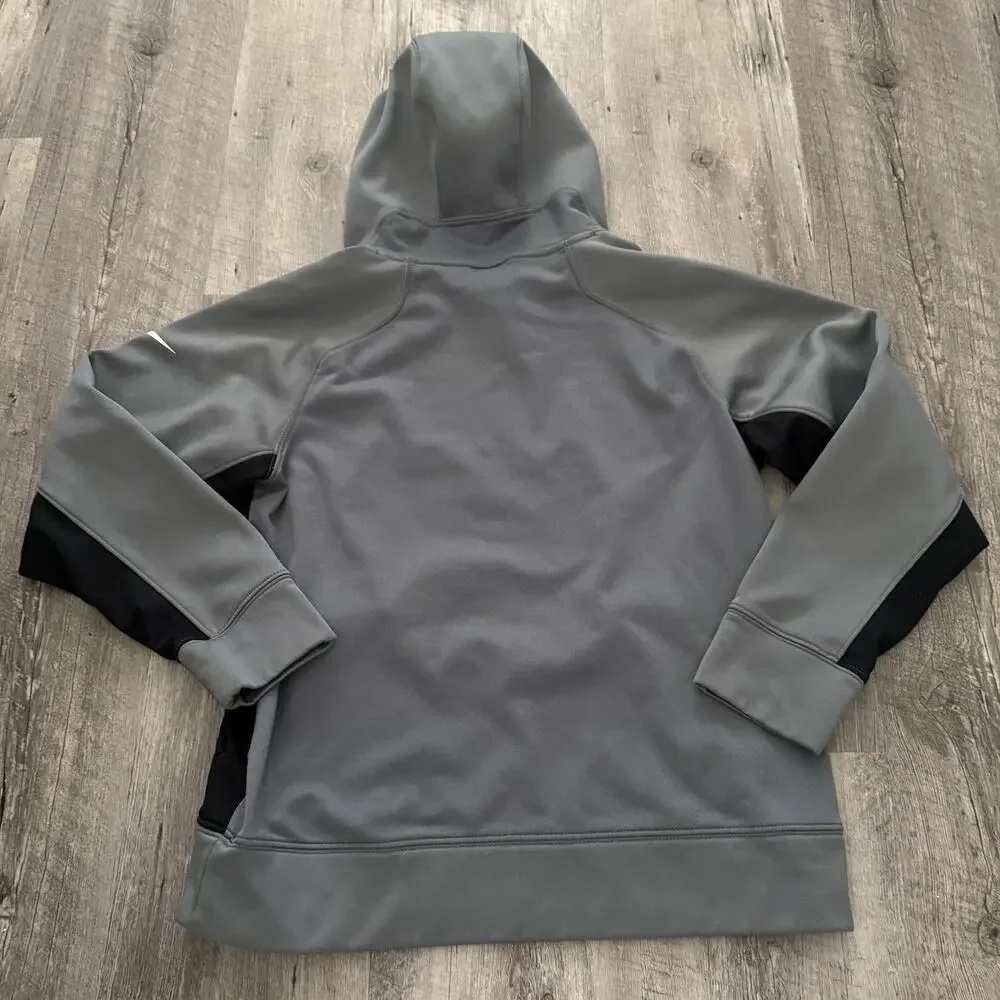 NIKE Elite Therma-Fit Hoodie BOYS Large Gray Dri-Fit Sweatshirt Fleece